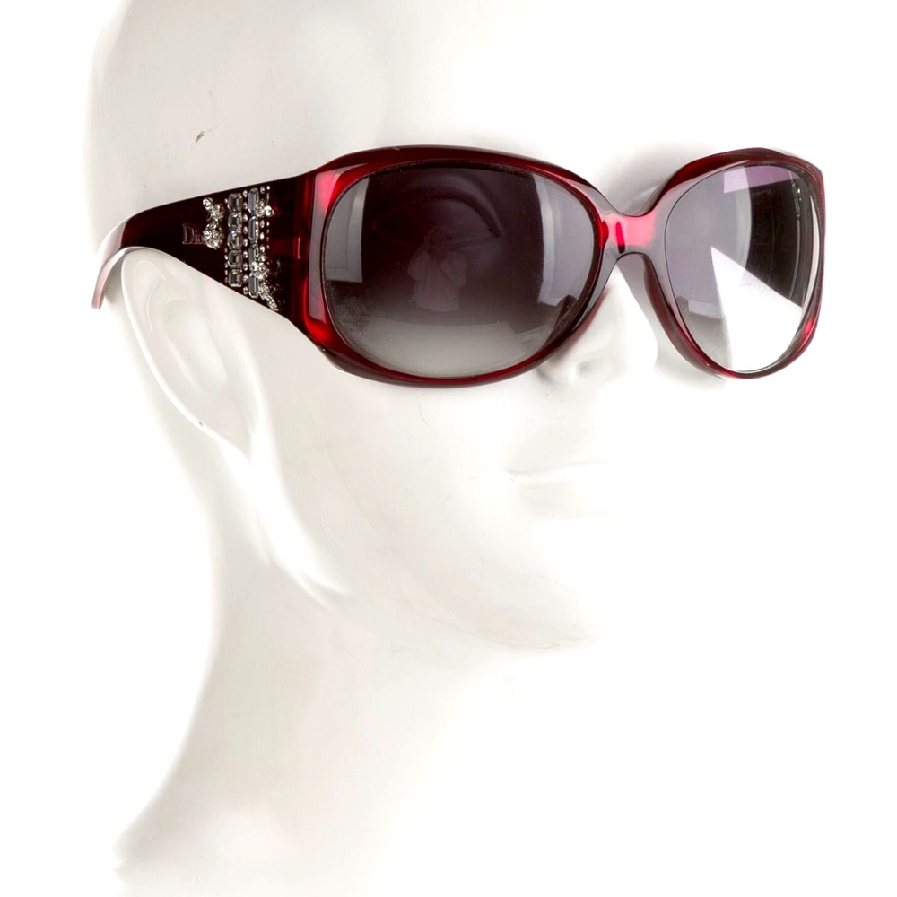 Dior Limited Red Swarovski Crystals Oval Gradient Lens Acetate Sunglasses - Picture 3 of 14